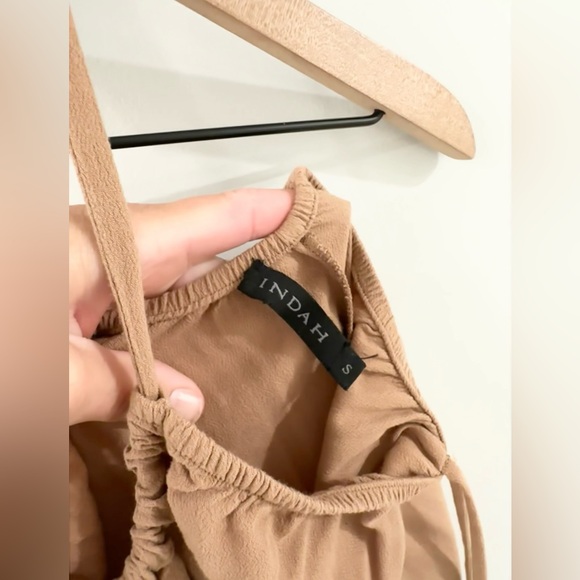 Indah Halter Neck Jumpsuit Camel Brown Size Small - Picture 8 of 9